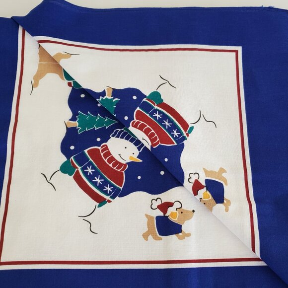 Karsten 62" x 116" Winter Tablecloth Holiday Snowman Dog Moose Cotton Terri Sol - Picture 7 of 9